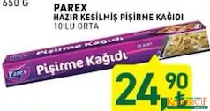 PAREX HAZIR KESİLMİŞ PİŞİRME KAĞIDI 10'LU ORTA indirimli fiyat PAREX HAZIR KESİLMİŞ PİŞİRME KAĞIDI 10'LU ORTA fiyat ve kampanya bilgisi